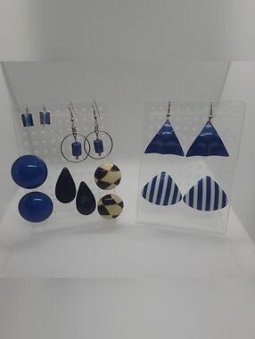 Blue and Gold Mixed Earring Set